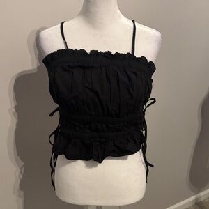 Free People Black Ruffled Camisole